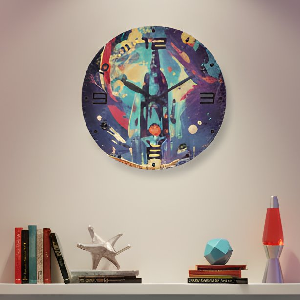 Lebendige Retro-Raumschiff-Wanduhr Große Wanduhr (Von Creator hochgeladen)