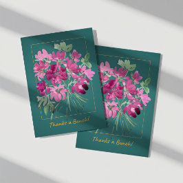 Lebendige rosa Aquarell-Blumen-Dankeskarten Karte