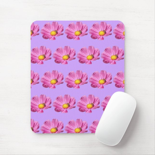 Lebendige rosa Blume mit einer Biene an einem Somm Mousepad (Mit Mouse)