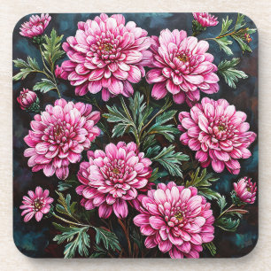 Lebendige rosa Chrysanthemen Getränkeuntersetzer