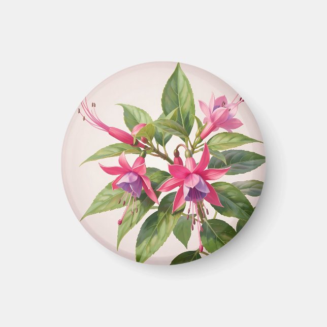 Lebendige rosa Fuchsienblüte  Magnet (Vorne)