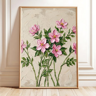 Lebendige rosa Jasmin-Minimalist-Wandkunst Poster