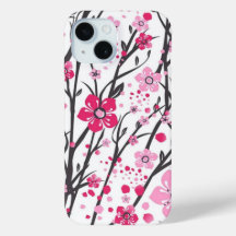 Lebendige rosa Kirschblütenzweig-Muster-Phone