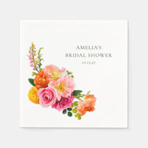 Lebendige rosa Mohnblumen Hochzeitsdusche Serviette