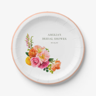 Lebendige rosa Mohnblumen Hochzeitsshower Pappteller