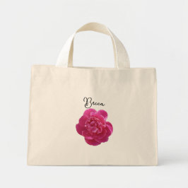 Lebendige rosa Pfingstrose personalisiert Mini Stoffbeutel