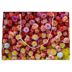 Lebendige Rosen in Mischfarben Floral  Große Geschenktüte