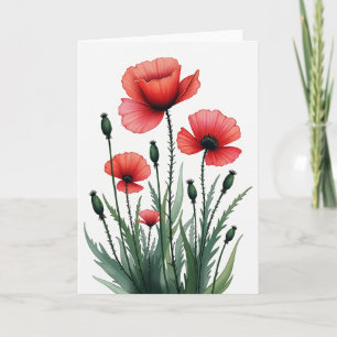 Lebendige rote Blumenkarte zum Tag Karte