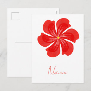 Lebendige rote Blütenblüte - Minimalistische Blume Feiertagspostkarte
