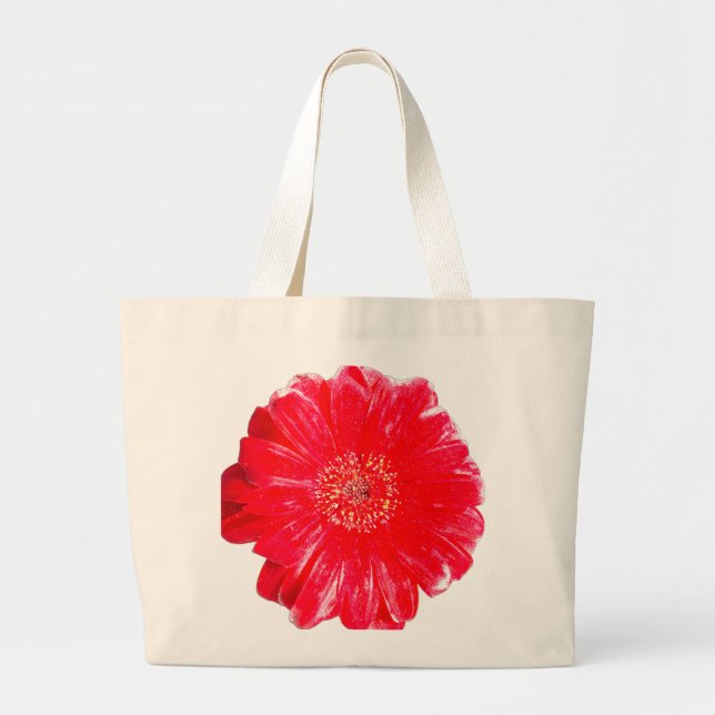 Lebendige rote Gerbera-Daisy-Jumbo-Tasche Jumbo Stoffbeutel (Vorne)