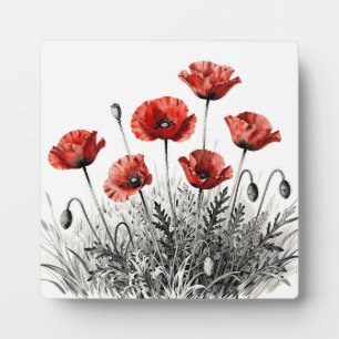 Lebendige Rote Mohnblumenwiese Fotoplatte