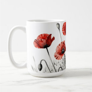 Lebendige rote Mohnblumenwiese Kaffeetasse