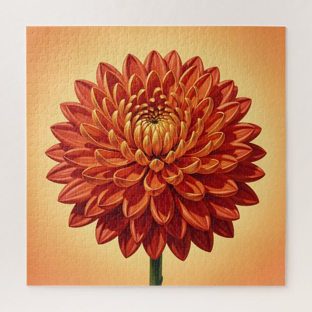 Lebendige rote orange Chrysantheme Blumen Botanik  Puzzle (Vertikal)