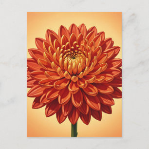 Lebendige rote orange Chrysantheme Botanisch Postkarte