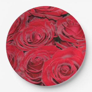Lebendige rote Rosen Pappteller