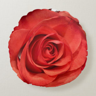 Lebendige rote Rosenblüten-Foto-Rundkissen Rundes Kissen