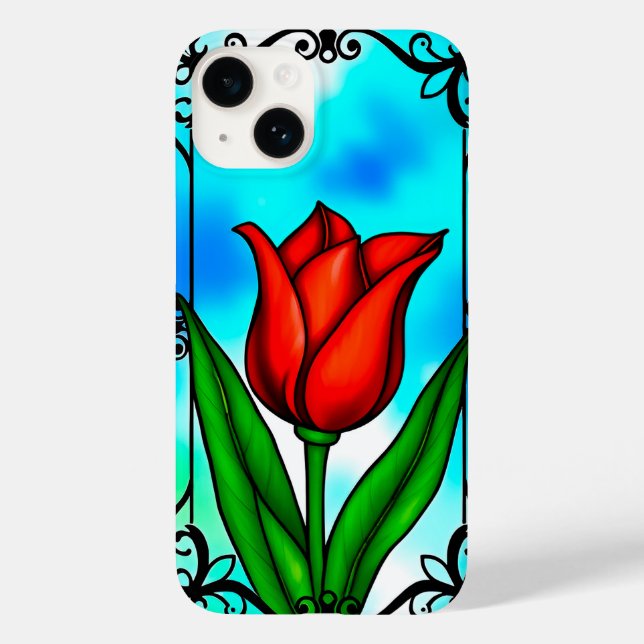 Lebendige rote Tulpe Case-Mate iPhone Hülle (Rückseite)