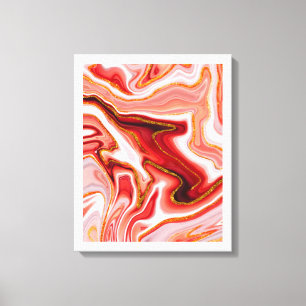 Lebendige Rote und Goldene Abstrakte Kunst Leinwanddruck