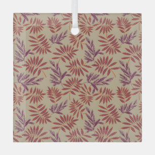 Lebendige rote und violette Blattmotive auf neutra Ornament Aus Glas