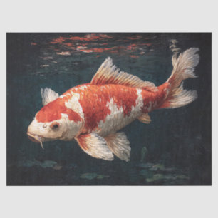 Lebendige rote und weiße Koi-Fisch-Decoupage Seidenpapier