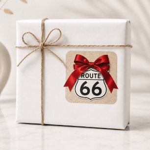 Lebendige Route 66 Centennial-Rotband-Schleifen-Au Quadratischer Aufkleber
