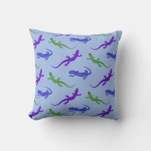 Lebendige Salamander-Silhouette in Blau Kissen