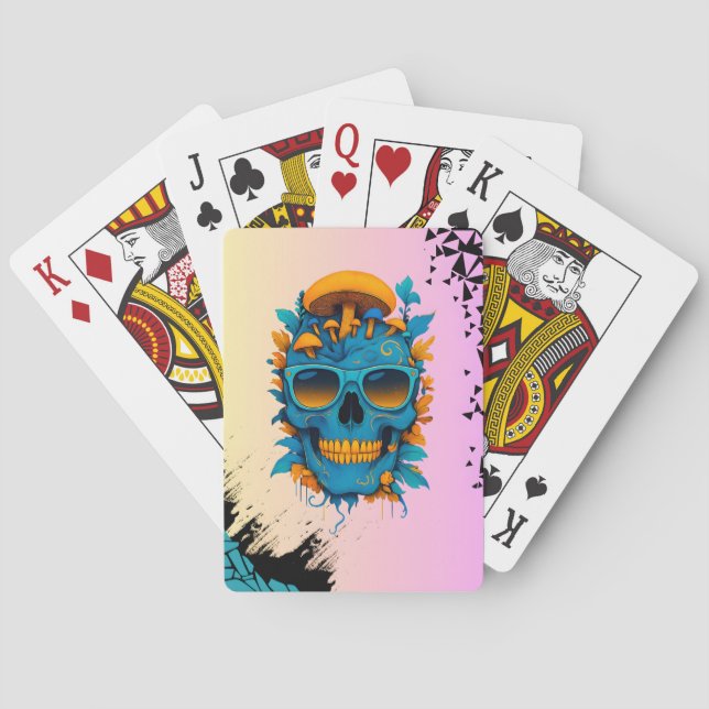 Lebendige Schädel-Gotische Psychedelik  Spielkarten (Rückseite)