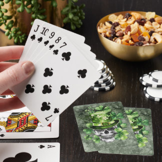 Lebendige Schädel mit grüner Hut-Illustration Spielkarten