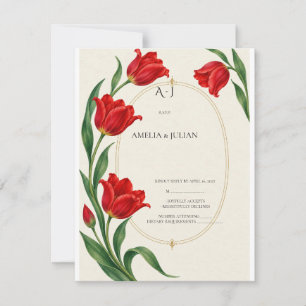 Lebendige Scharlachrote Tulpe Botanisch RSVP Karte