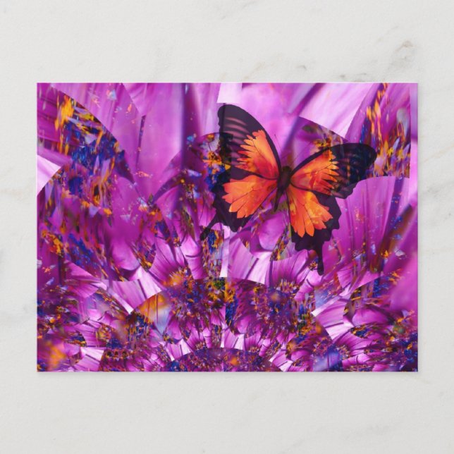 Lebendige Schmetterlingsgarten-Ästhetik-Postkarte Postkarte (Vorderseite)