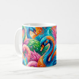 Lebendige Schwan-Traumlandschaft – Psychedelischer Kaffeetasse