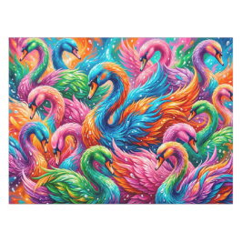 Lebendige Schwan-Traumlandschaft – Psychedelischer Tischdecke