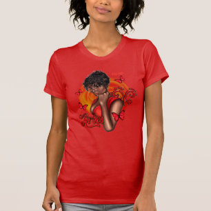 Lebendige Schwarze Aries-Diva mit Dynamischer Ener T-Shirt