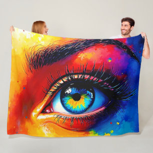 Lebendige Seele Farbige Augenmalerei Fleecedecke