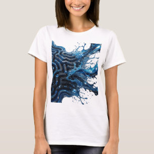 Lebendige Silber-WASSERFLUSS-3D-Textkunst T-Shirt