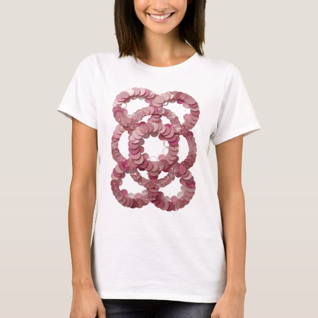 Lebendige Silberne PINK SEQUINS Statement Design T-Shirt (Vorderseite)