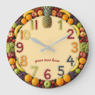 Lebendige Sommer-Fruchtsalat-Wanduhr - Maßgeschnei Große Wanduhr