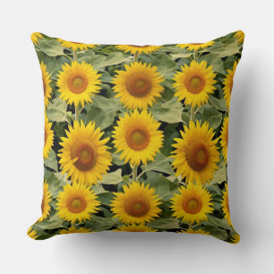 Lebendige Sommer-Sonnenblumen Nahtloses Muster mit Kissen