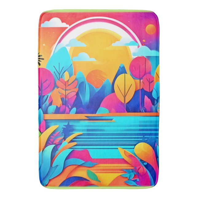 Lebendige Sonnenaufgangslandschaft Badematte (Vorderseite Vertikal)