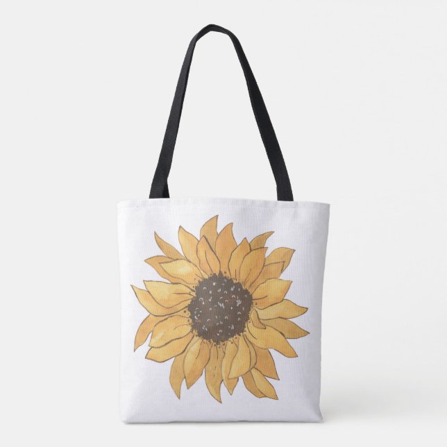Lebendige Sonnenblumen-Botanik-Jumbo-Tasche (Rückseite)