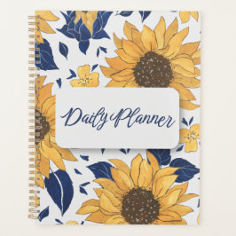 Lebendige Sonnenblumen- und marineblaue botanische Planer