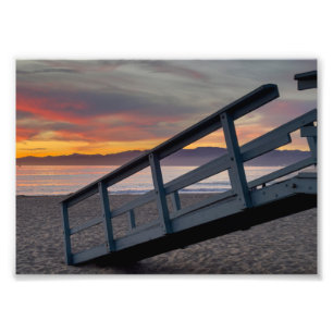 Lebendige Sonnenuntergangsfarbe - Marina Del Rey, Fotodruck