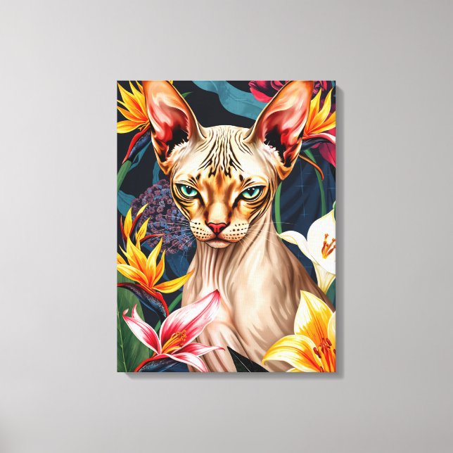 Lebendige Sphynx-Katze Digitale Kunst Leinwanddruck (Vorderseite)