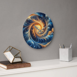 Lebendige Spiral-Uhr | Kosmische Fluss-Wanduhr Große Wanduhr