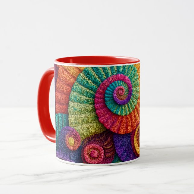 Lebendige Spiralmuster abstrakt Tasse (Vorderseite Links)