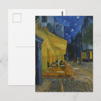 Lebendige Sternennacht Caféterrasse Kunst von Van Postkarte