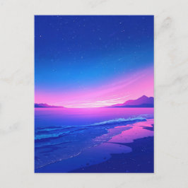 Lebendige Sternennacht Rosa Strand Postkarte
