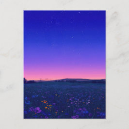 Lebendige Sternennacht-Wildblumenwiese Postkarte