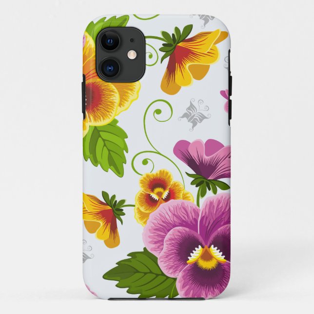 Lebendige Stiefmütterchen-Blüten Case-Mate iPhone Hülle (Rückseite)