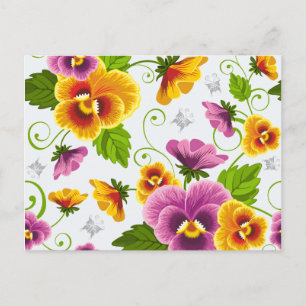 Lebendige Stiefmütterchen-Blüten Postkarte
